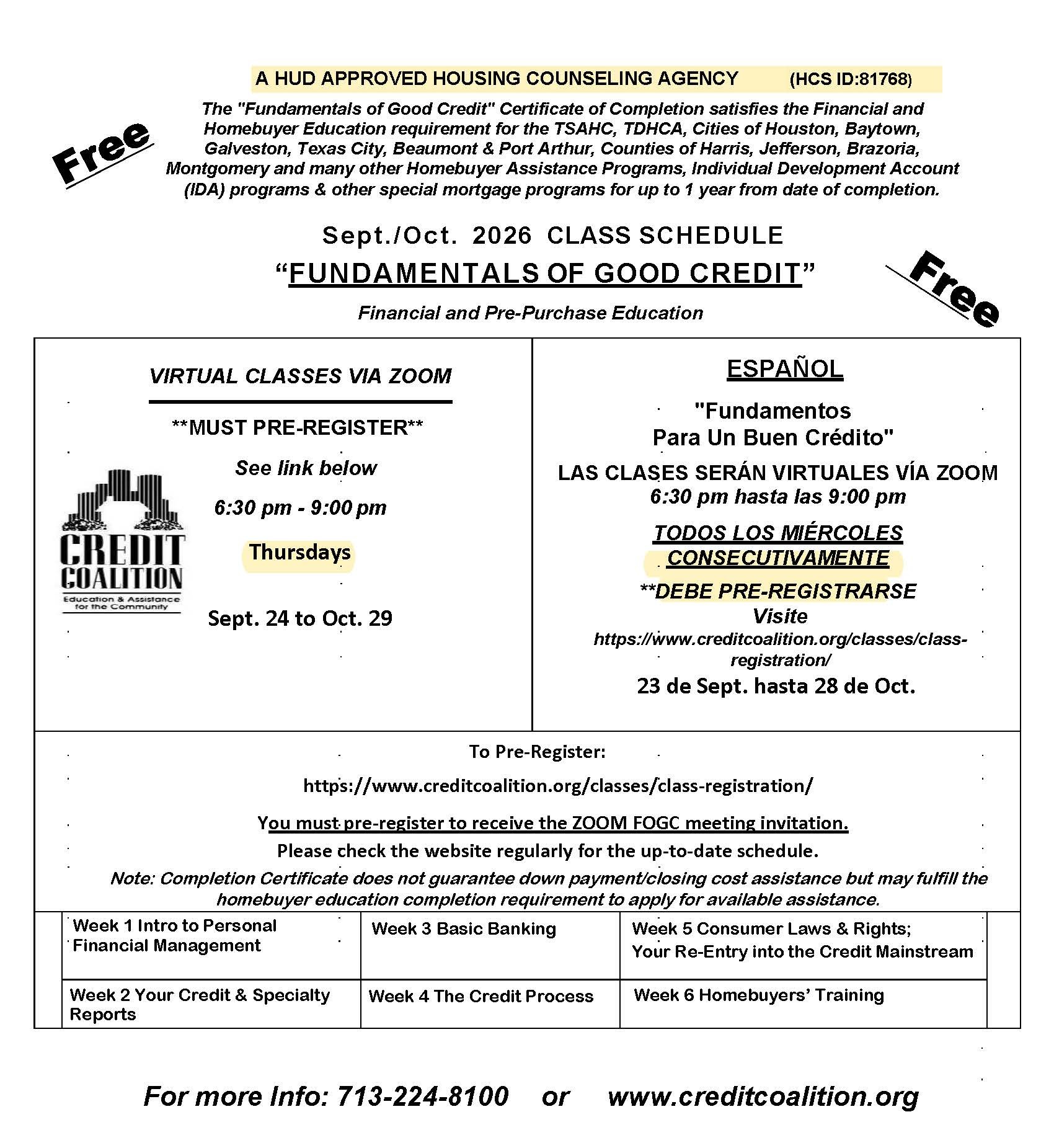 “Fundamentals of Good Credit”, Week 2 of 6